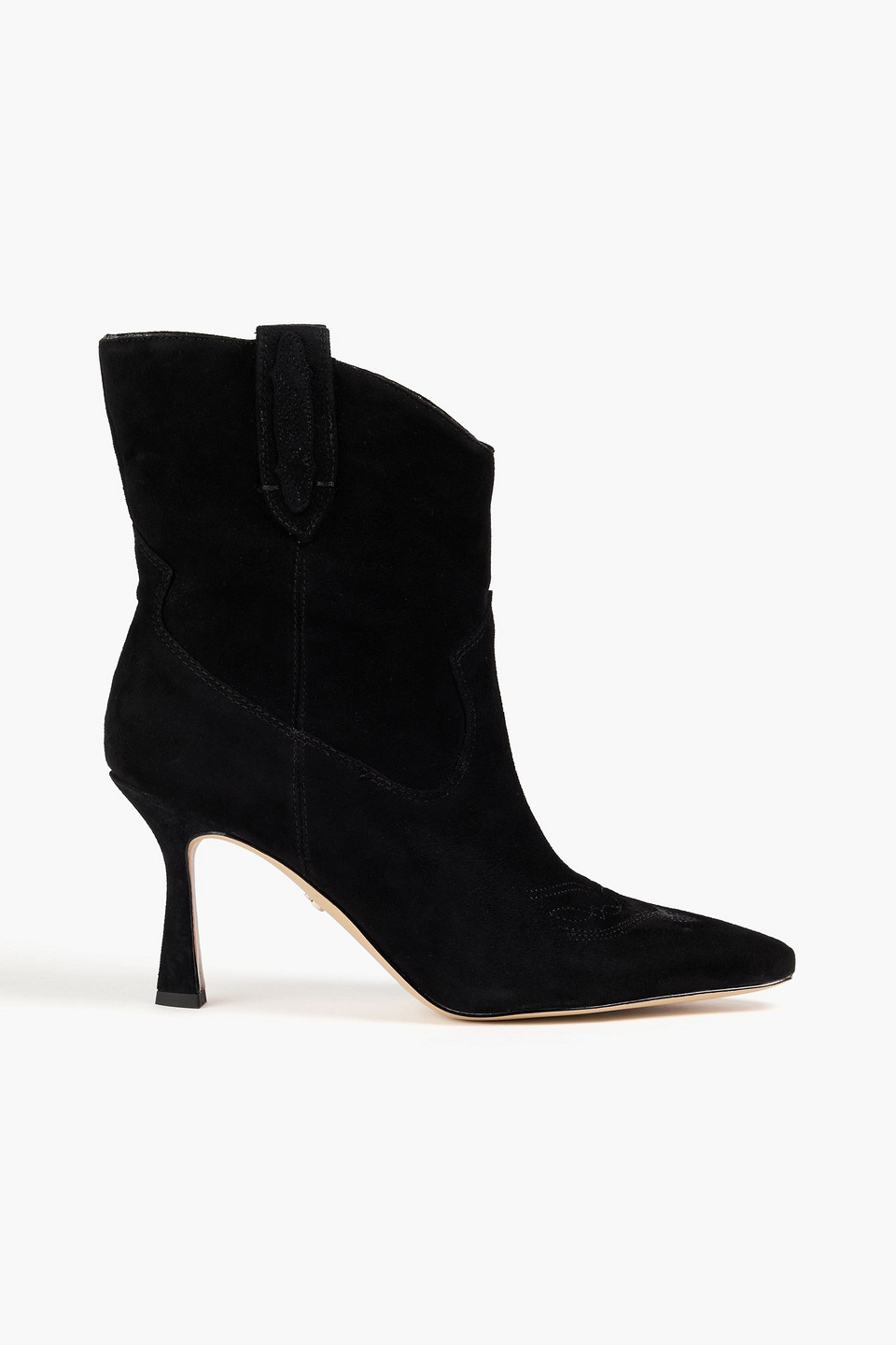 Sam Edelman Moe Embroidered Suede Ankle Boots In Black