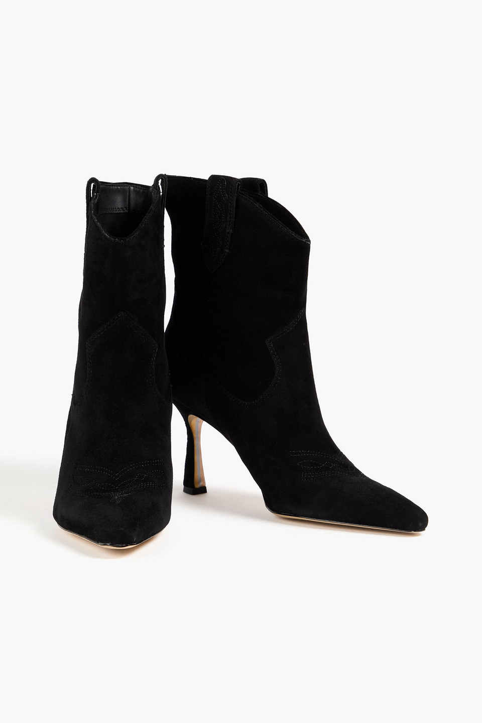 SAM EDELMAN MOE EMBROIDERED SUEDE ANKLE BOOTS