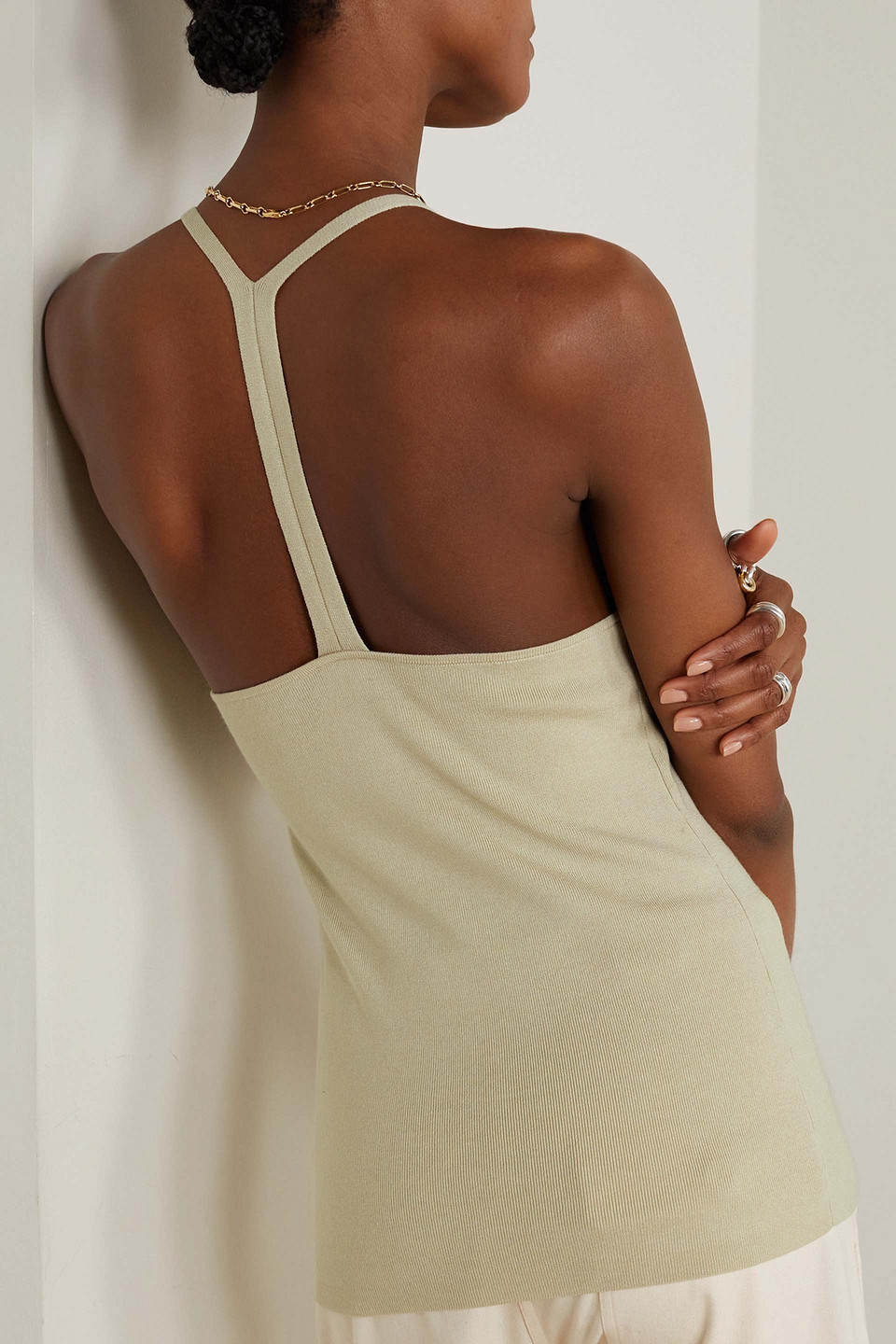 Totême Ribbed-knit Top In Sand