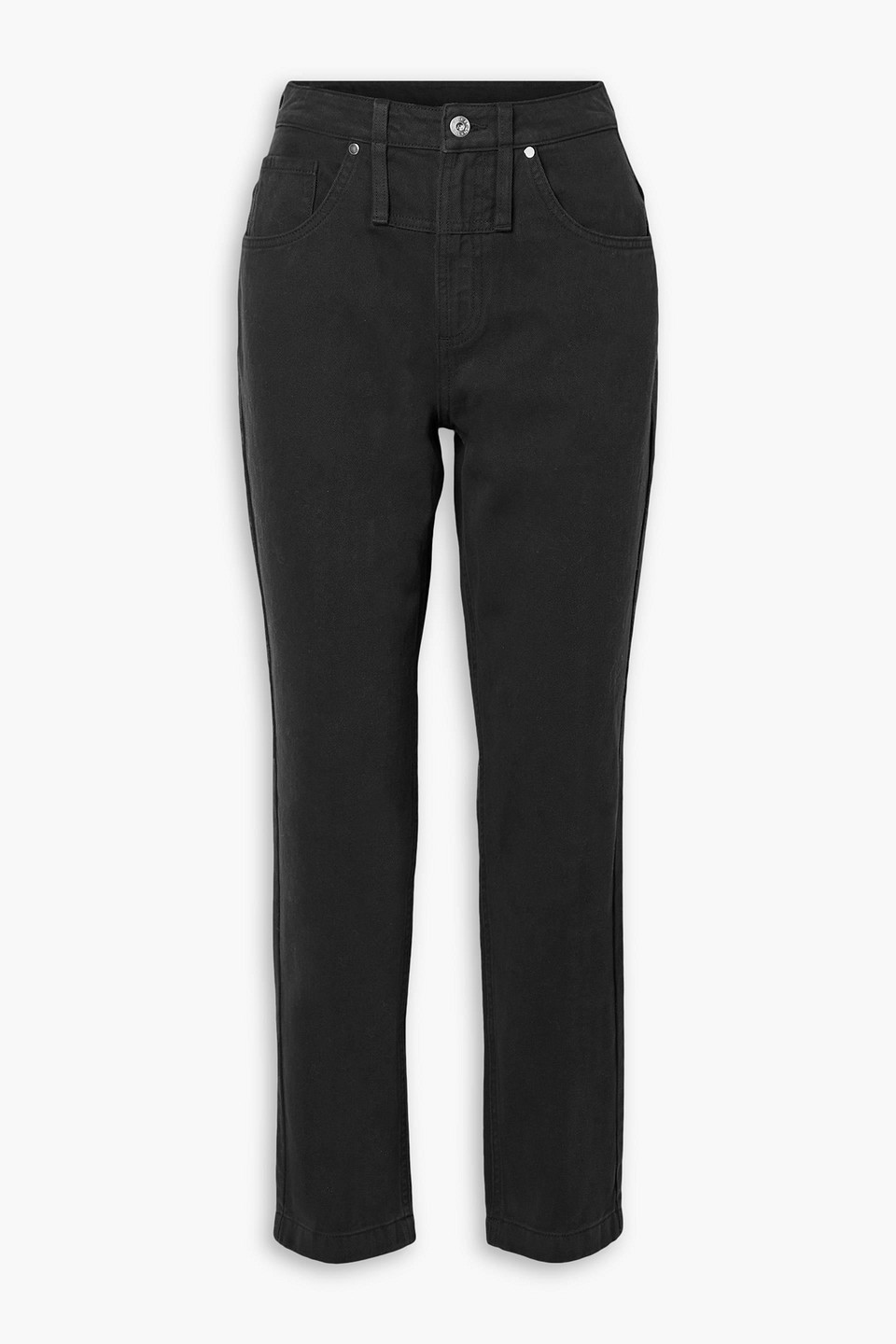 Ninety Percent Elliana Cropped High-rise Straight-leg Jeans In Black