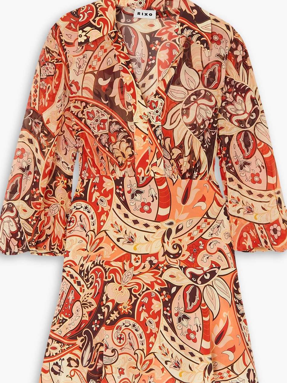 indy printed silk crepe de chine mini dress