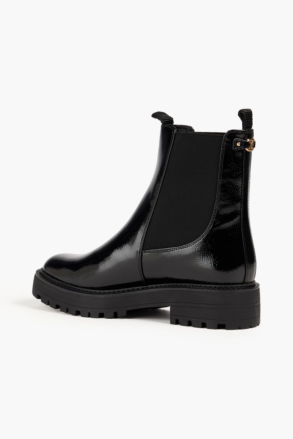 SAM EDELMAN حذاء بوت تشيلسي «لاجونا» مصنوع من الجلد الصناعي اللامع