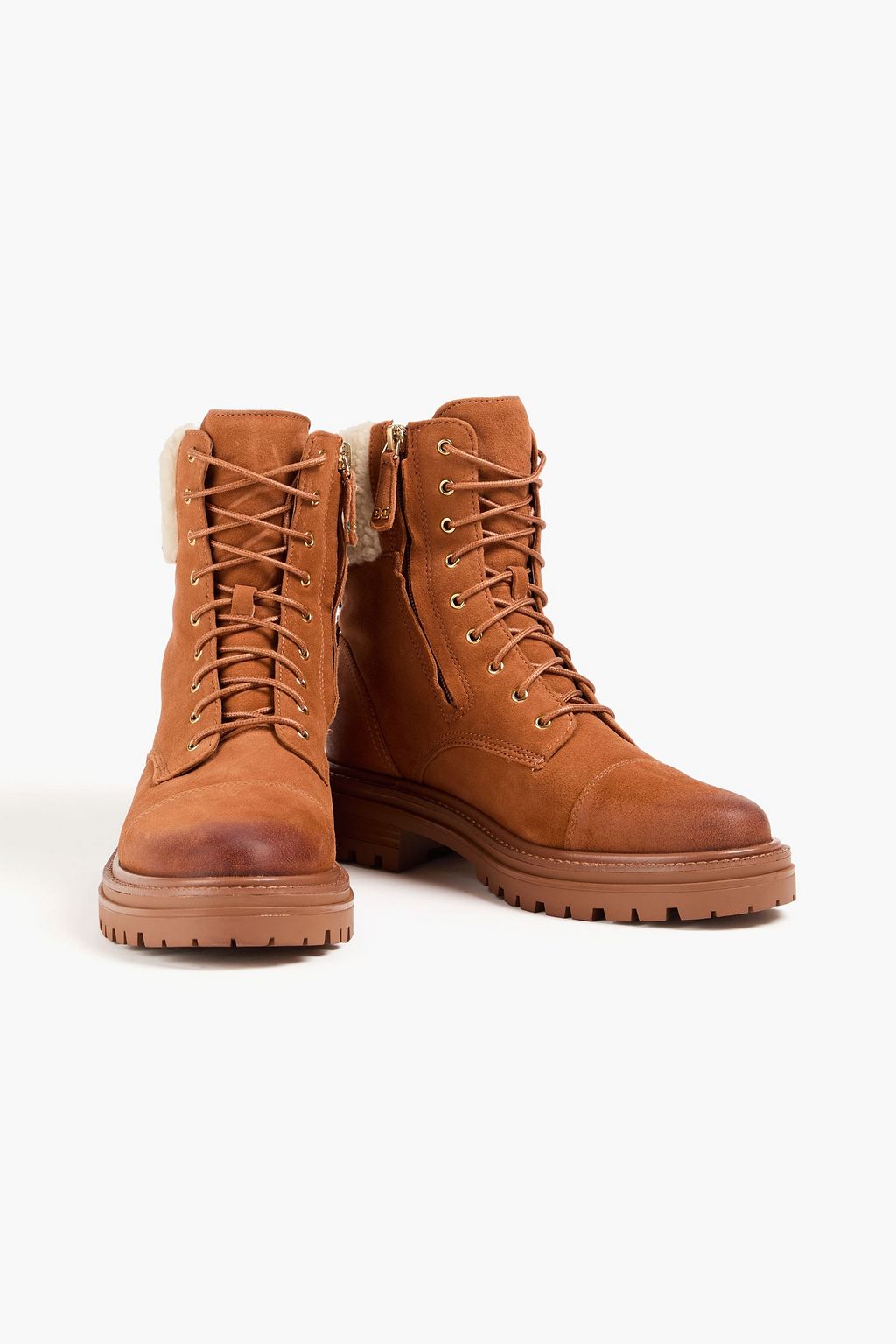 SAM EDELMAN حذاء بوت إلى الكاحل "أليا" من الشامواه مع أربطة