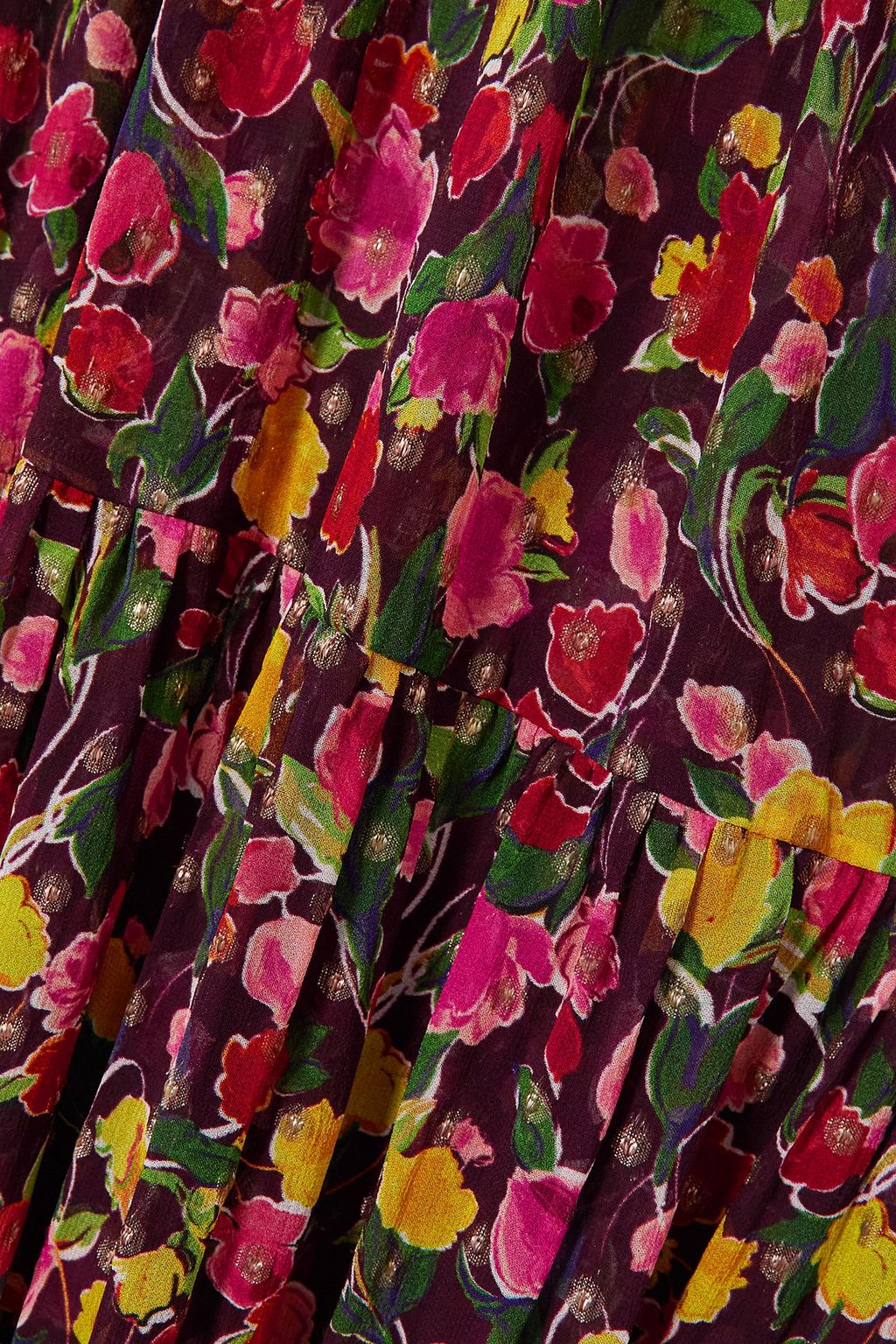 RIXO Delicia floral-print metallic fil coupé chiffon maxi dress