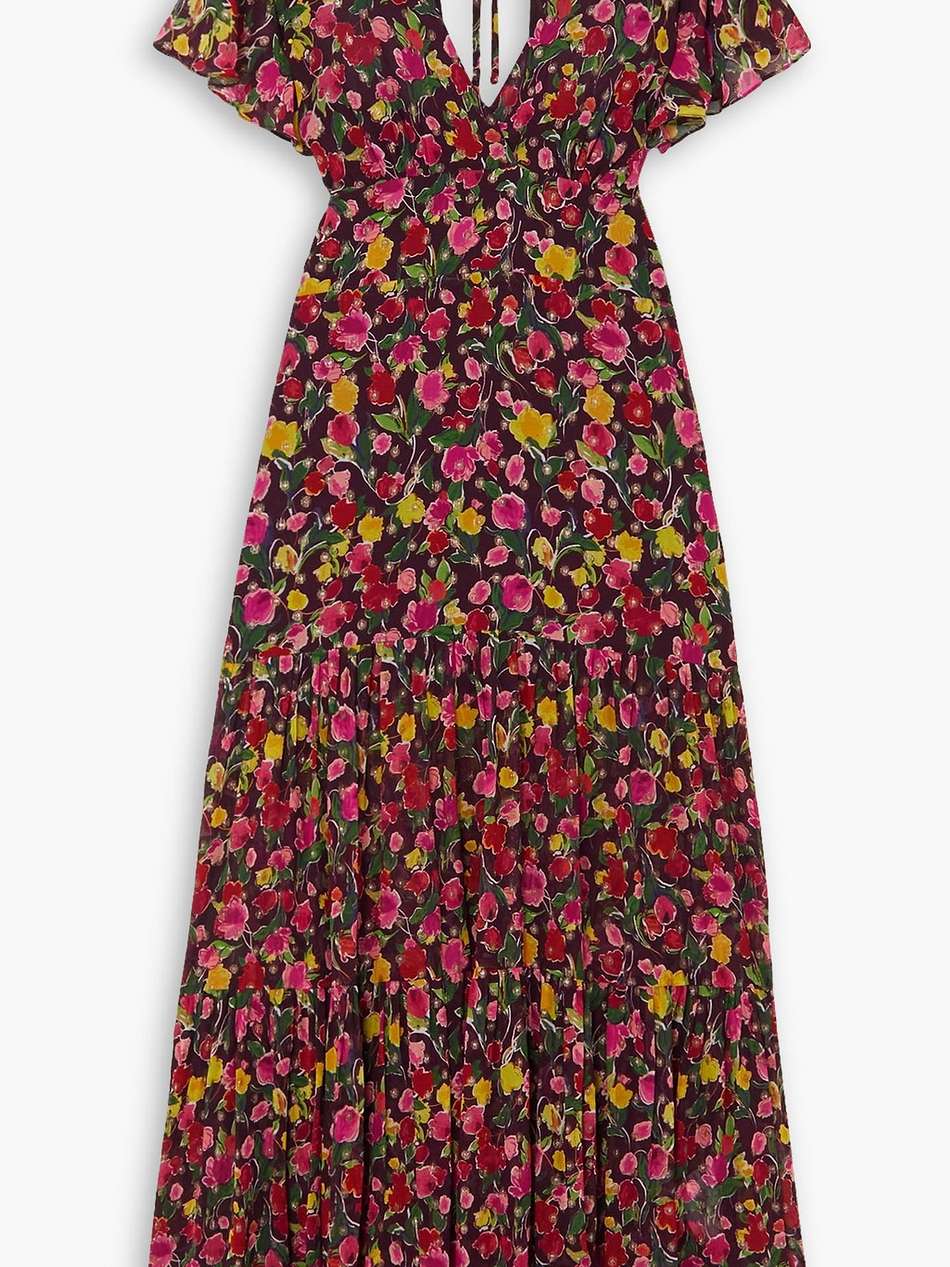 delicia floral-print metallic fil coupé chiffon maxi dress