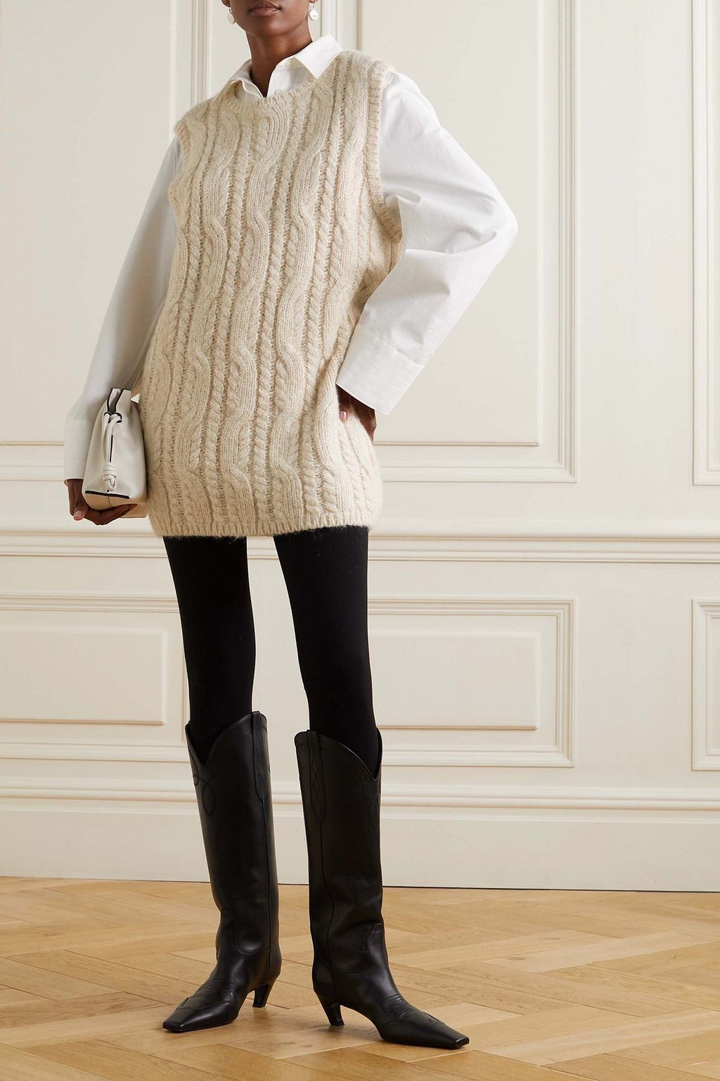 TOTEME Cable-knit alpaca, cotton and merino wool-blend vest