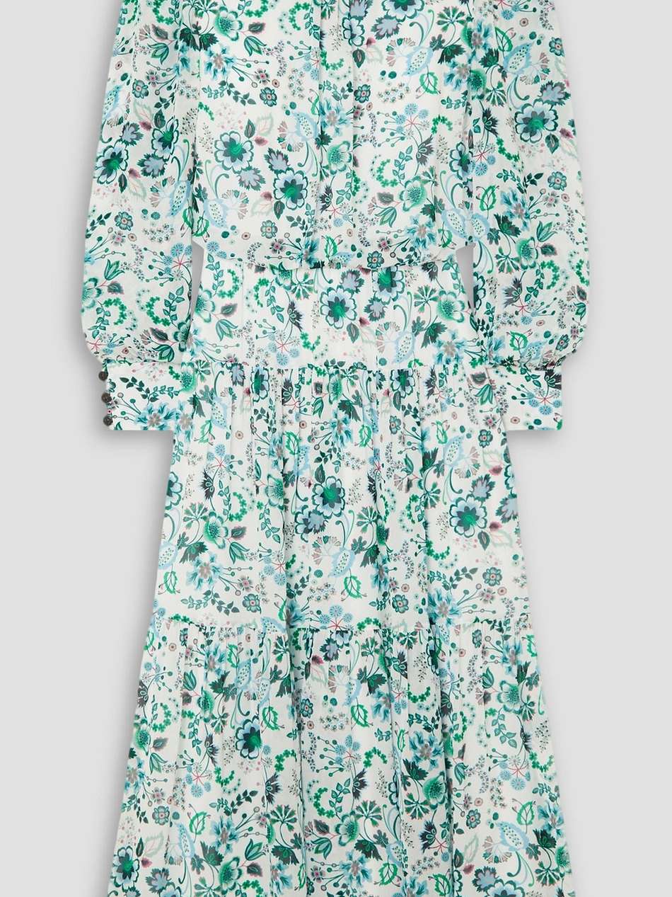 lorni tiered floral-print georgette midi dress