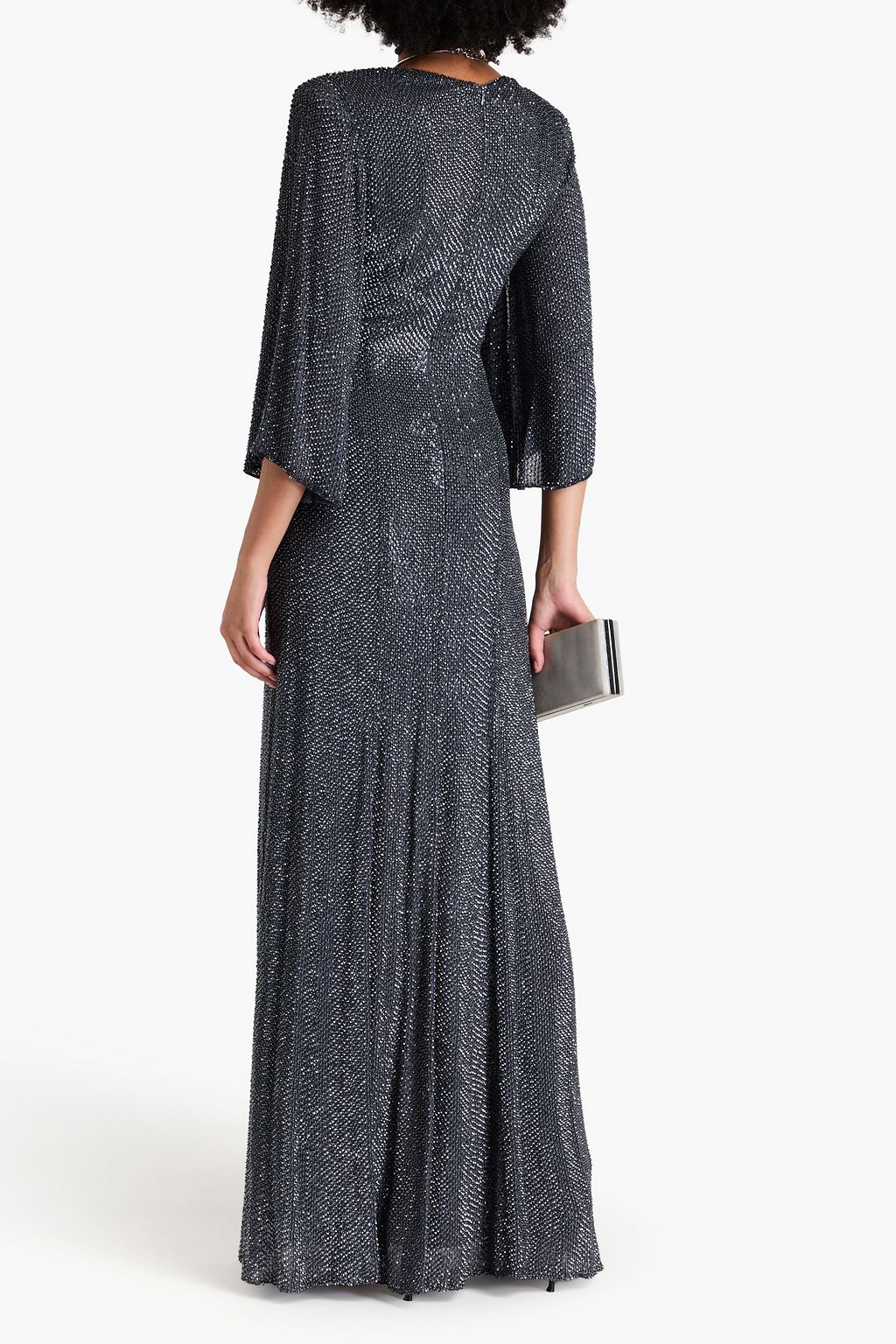 JENNY PACKHAM فستان سهرة بتصميم ملفوف من الحرير الصيني المزركش