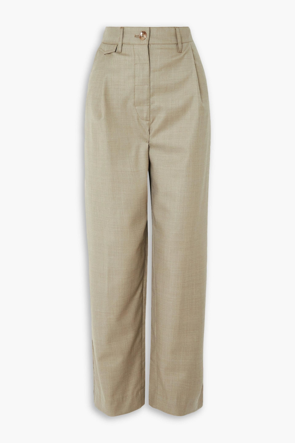 Totême Wool-twill Straight-leg Pants In Mushroom