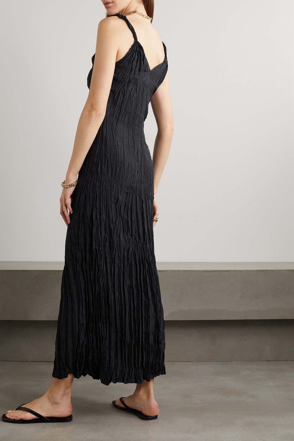 TOTEME Twisted crinkled-silk maxi dress