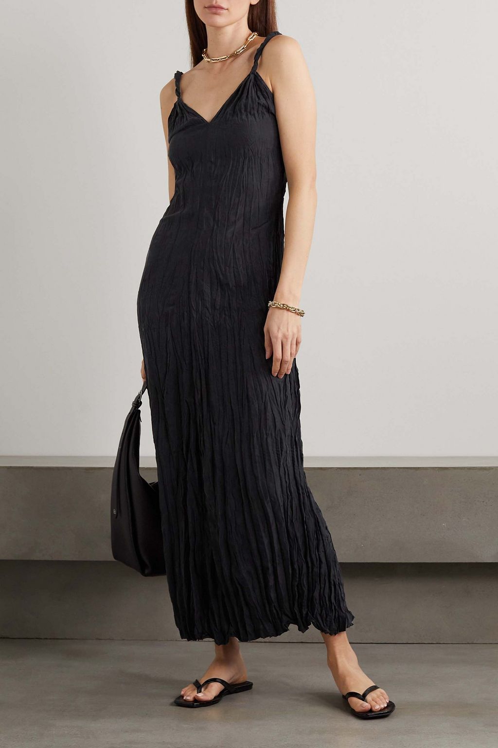 TOTEME Twisted crinkled-silk maxi dress