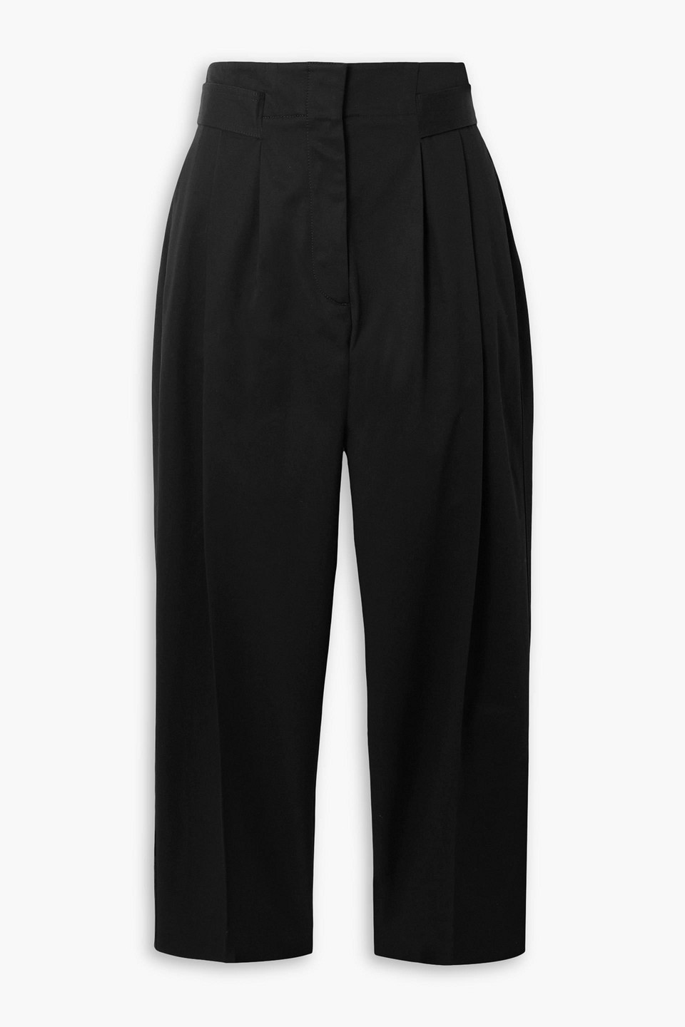 Totême Hose Mit Weitem Bein Aus Baumwoll-twill Mit Falten In Schwarz