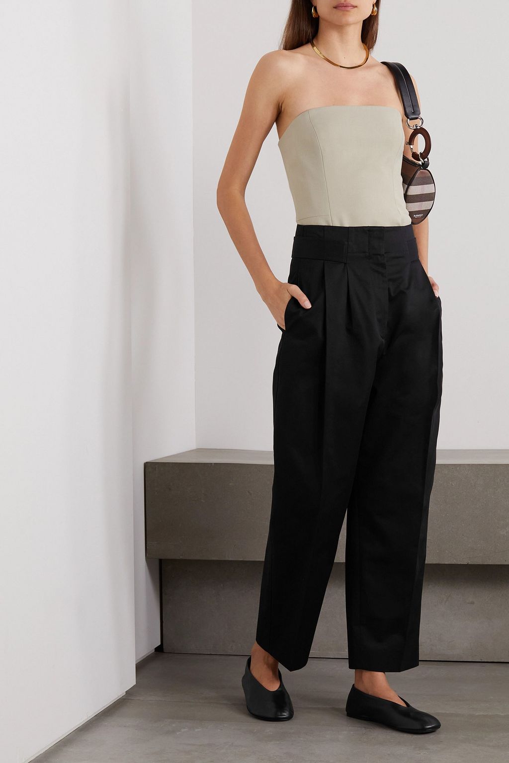TOTEME Hose mit weitem Bein aus Baumwoll-Twill mit Falten