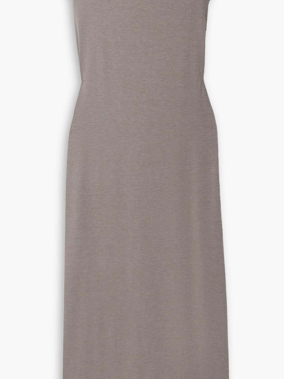 lauren tie-detailed brushed-knit midi dress