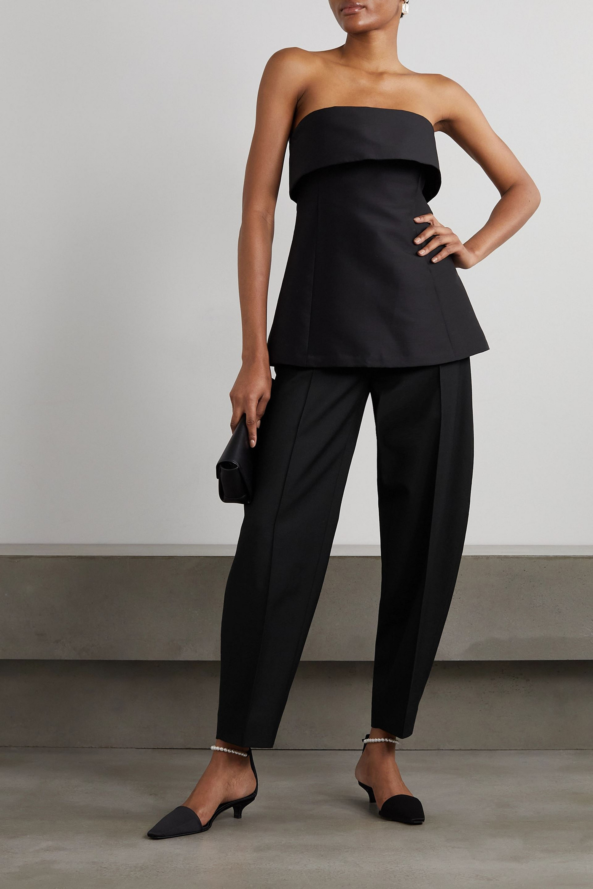 TOTEME Pleated woven tapered pants