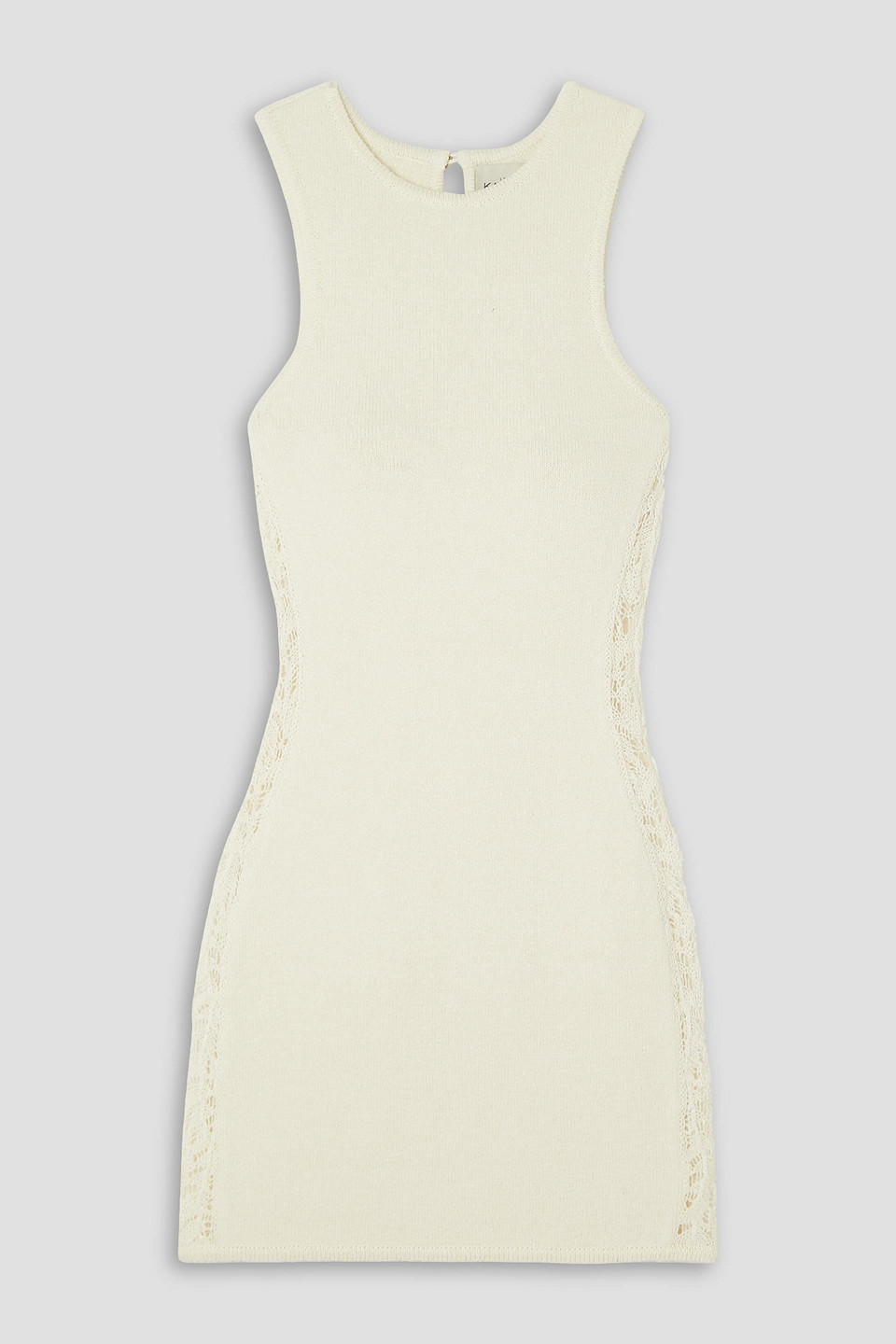 Le Kasha Abri Crochet-trimmed Organic Linen Mini Dress In Off-white