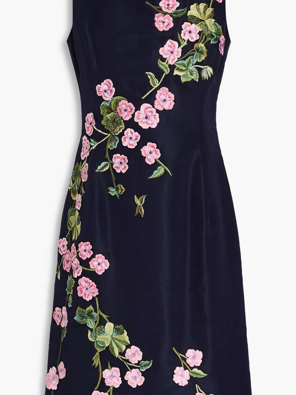 embroidered silk-faille dress