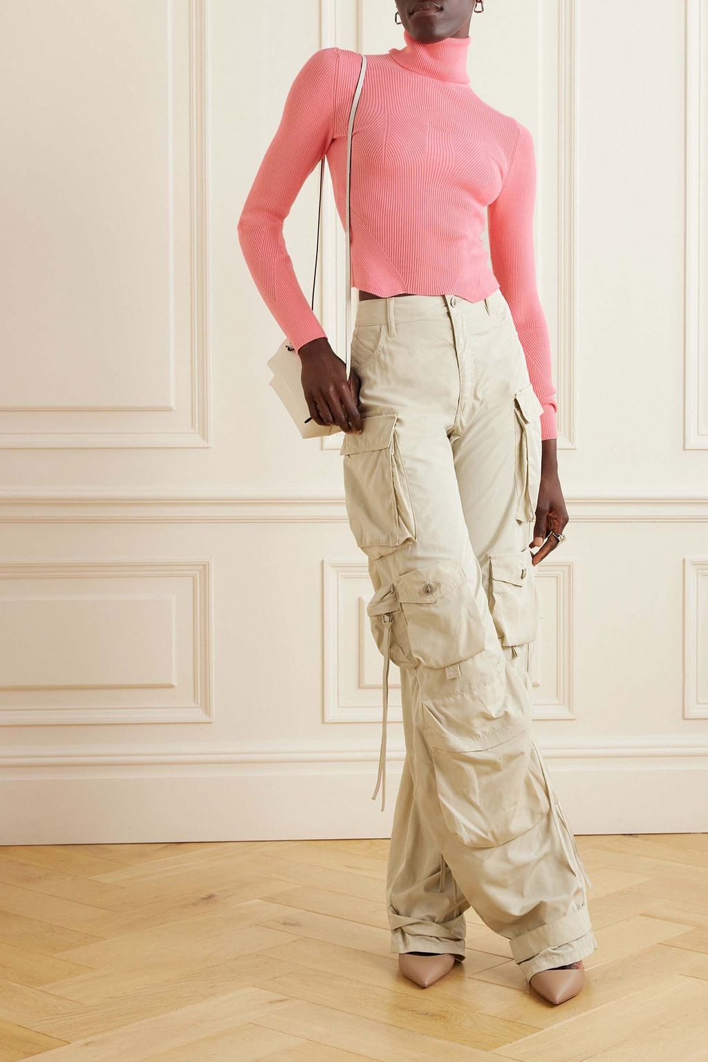 REMAIN BIRGER CHRISTENSEN كنزة Olga بياقة طويلة بحبكة مضلعة