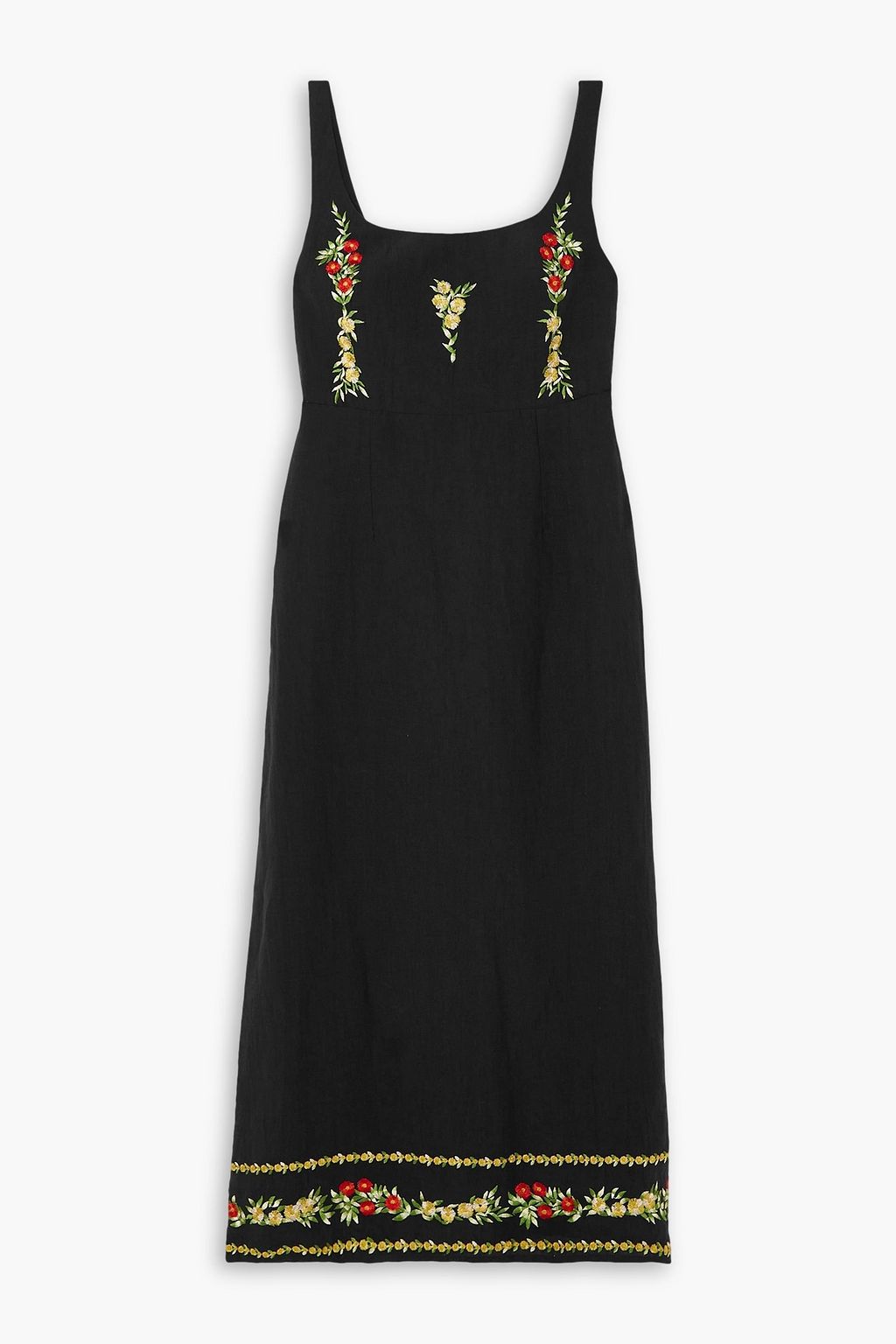 RIXO Benedict embroidered linen blend midi dress THE OUTNET