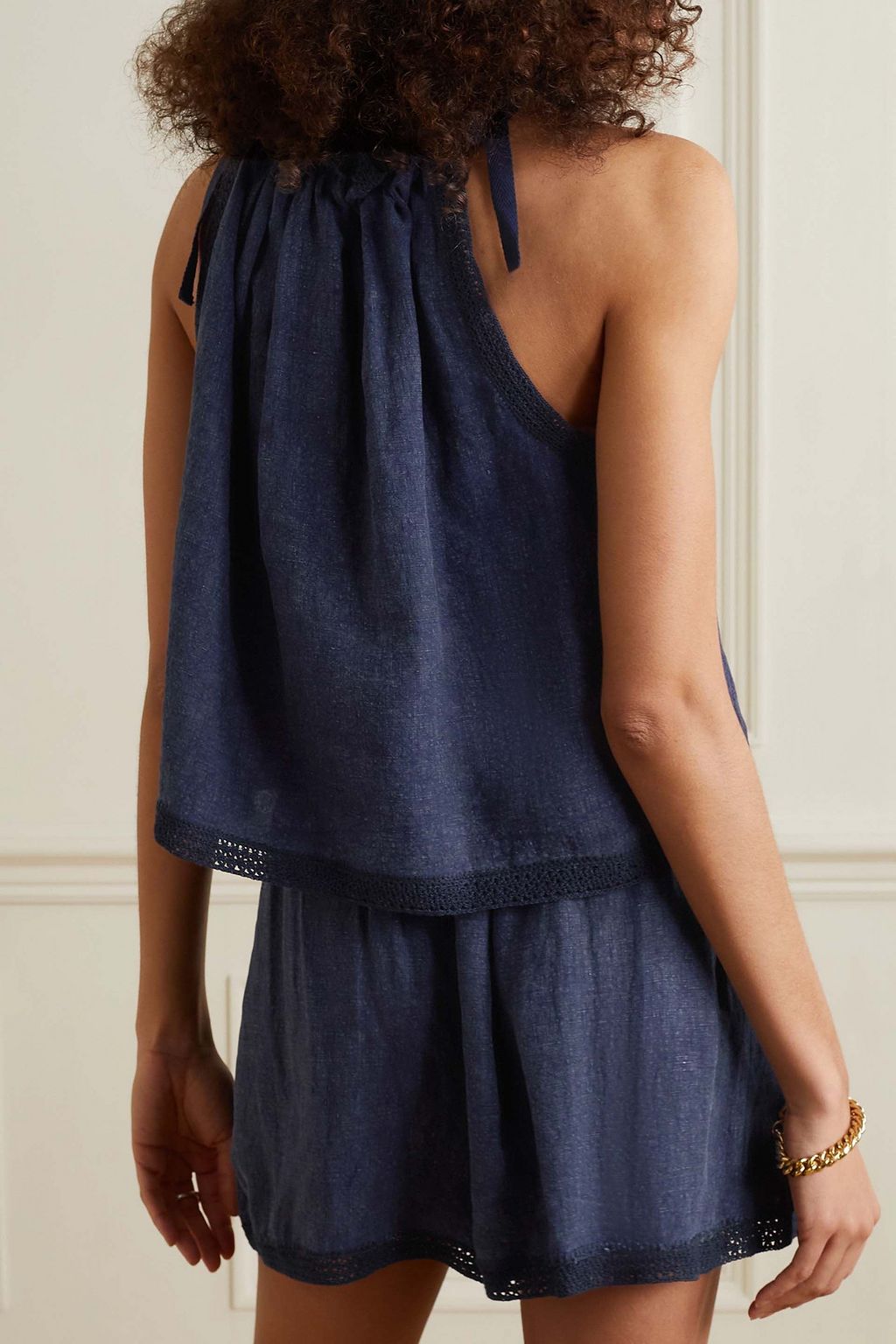 ULLA JOHNSON Ezra crochet-trimmed linen tank