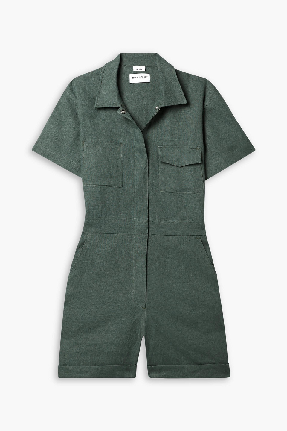 RIVET UTILITY DREAMER LINEN PLAYSUIT 