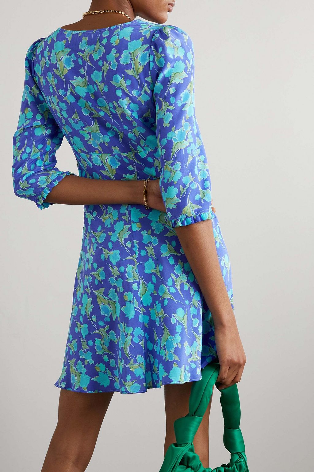 RIXO Ruffled floral-print silk crepe de chine mini dress