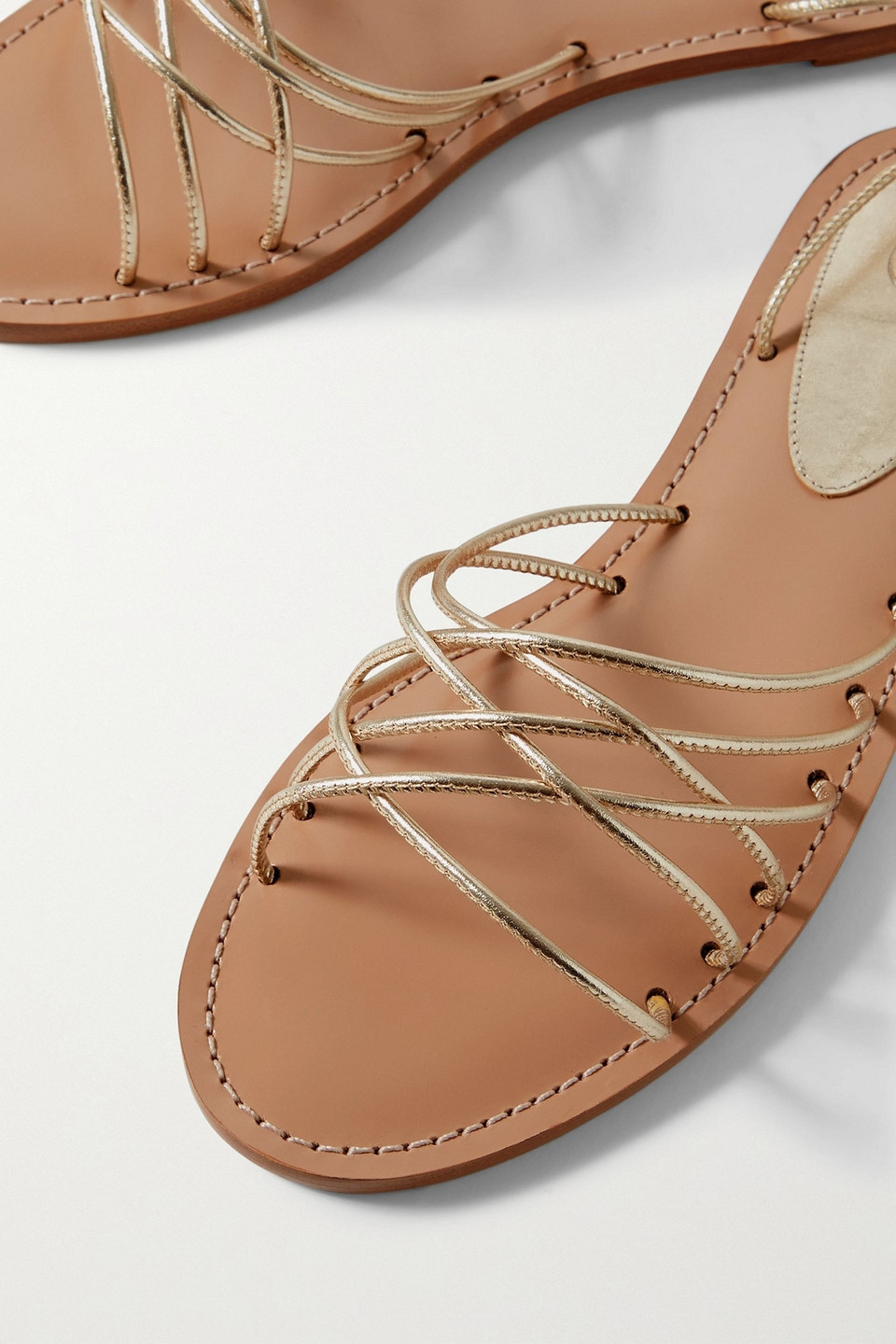 PORTE & PAIRE METALLIC LEATHER SANDALS