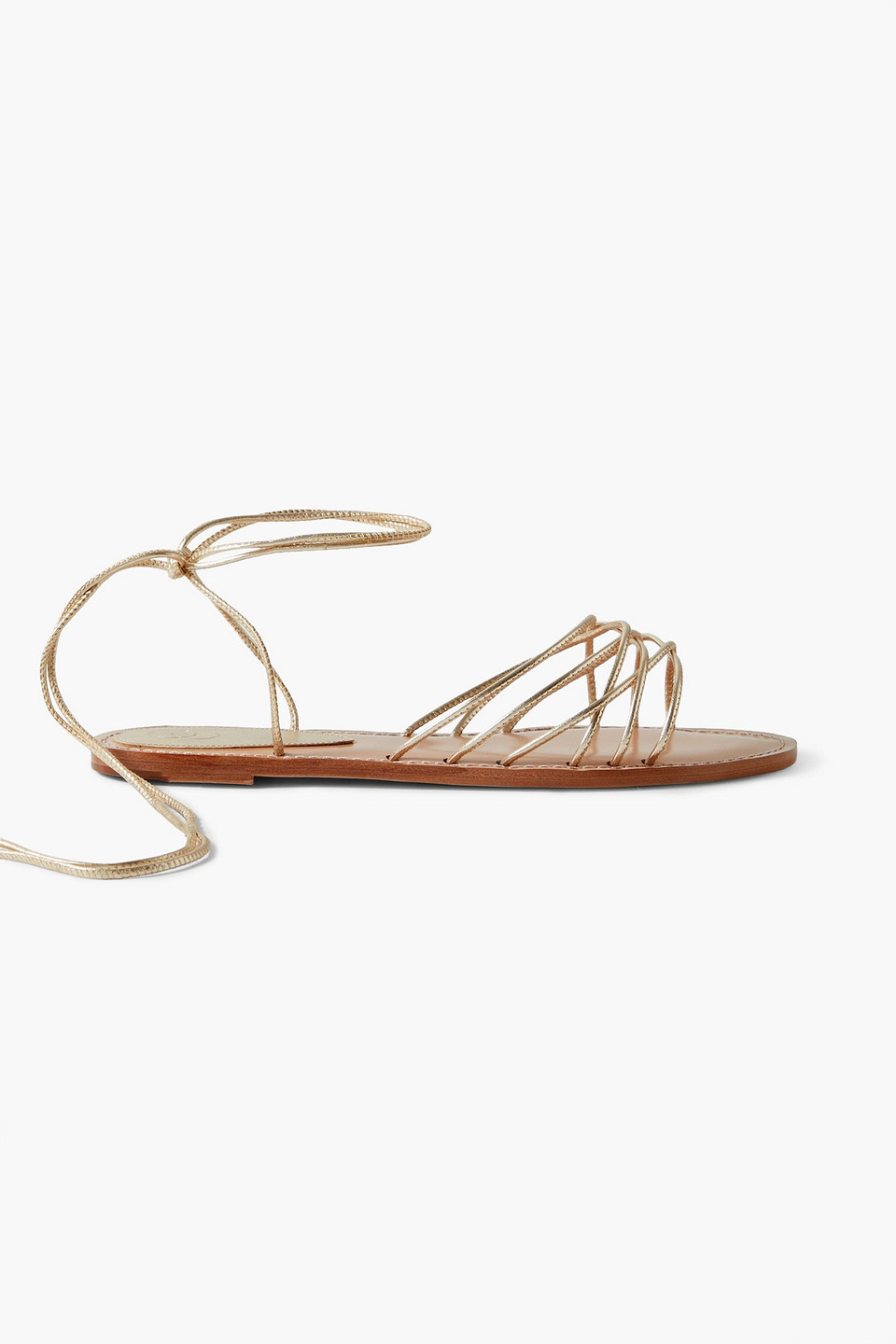 PORTE & PAIRE METALLIC LEATHER SANDALS