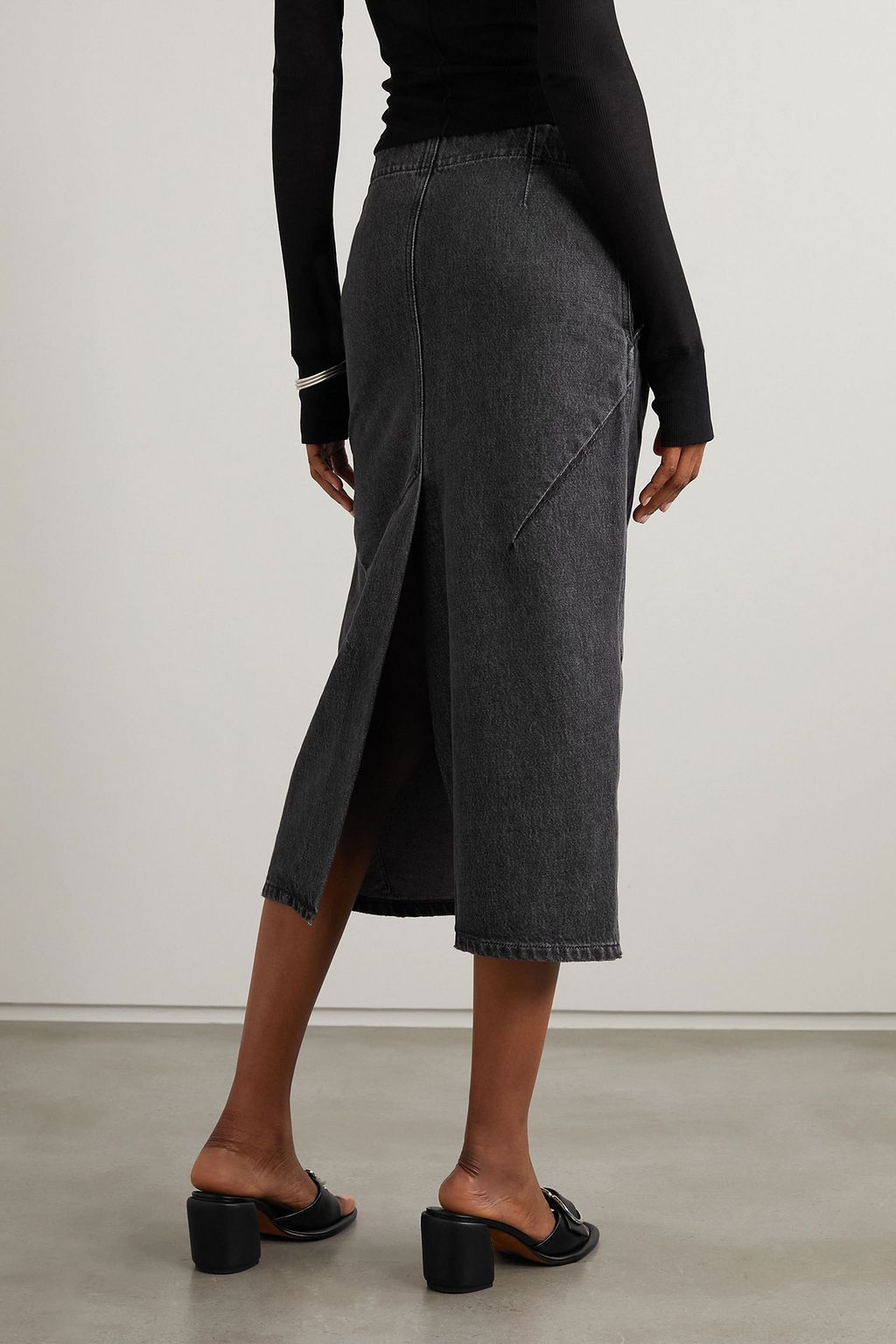 GAUCHERE Paneled denim midi skirt
