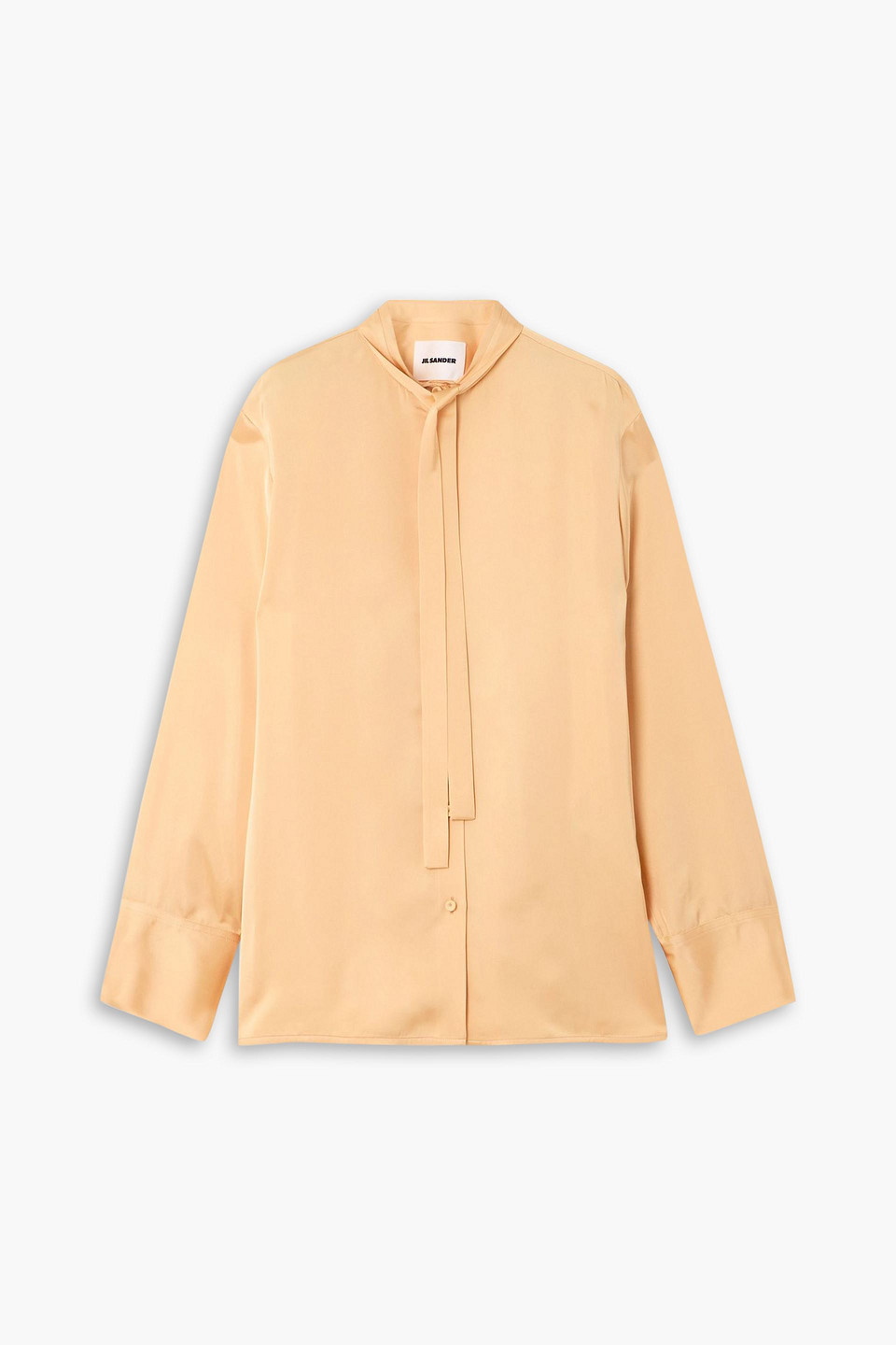 jil sander - tie-neck satin shirt - orange - fr 34
