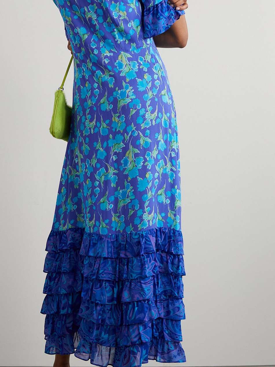 mari tiered chiffon-trimmed voile maxi dress