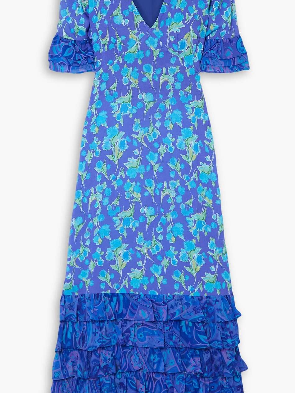 mari tiered chiffon-trimmed voile maxi dress