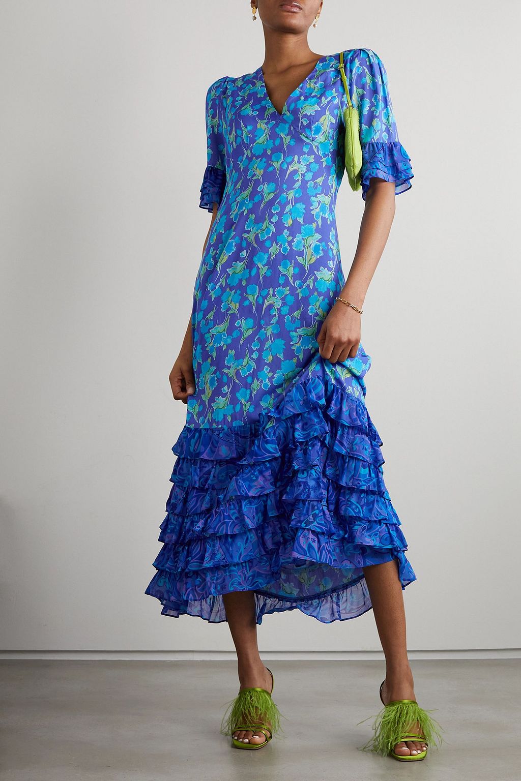 RIXO Mari tiered chiffon-trimmed voile maxi dress