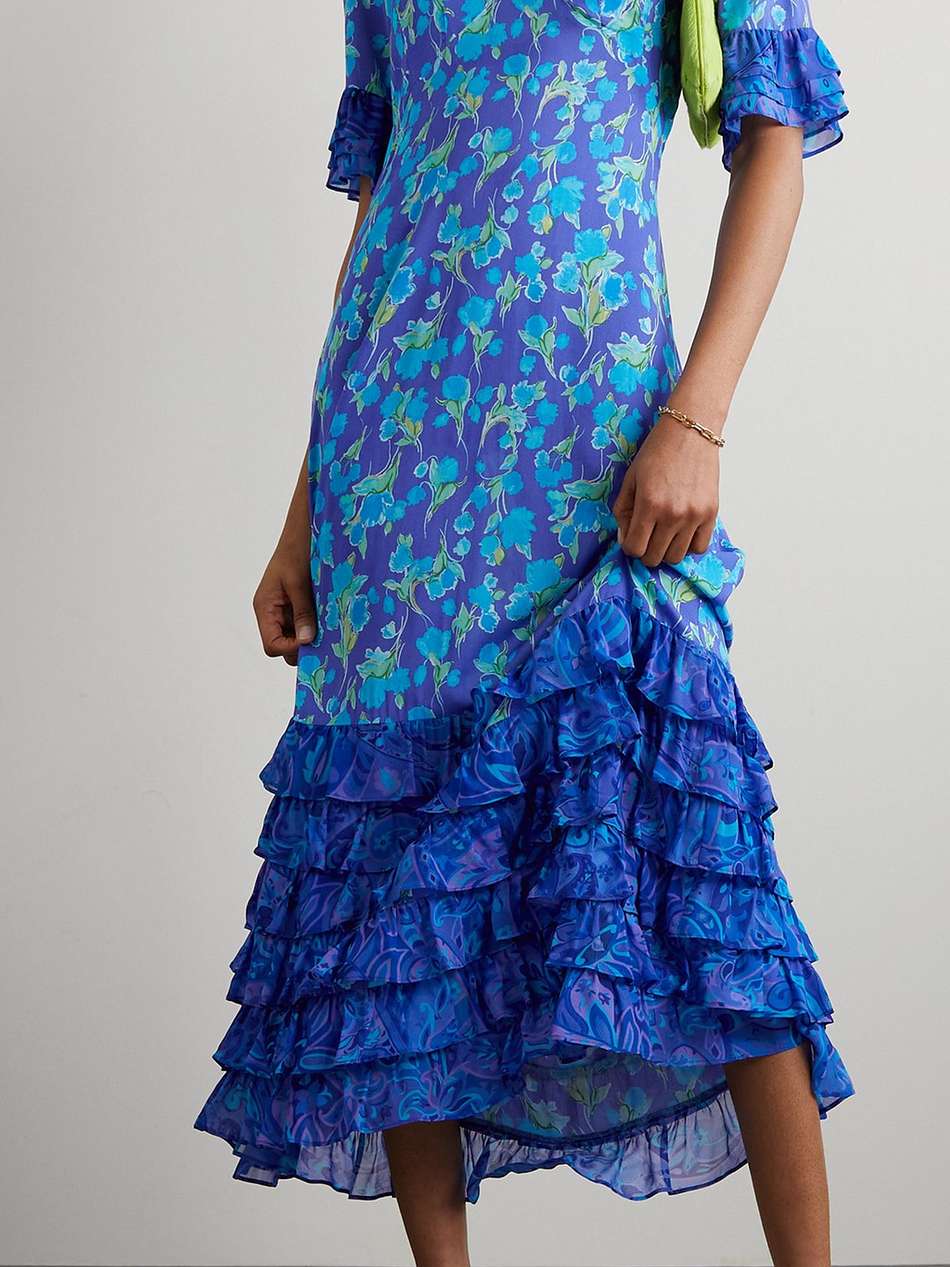 mari tiered chiffon-trimmed voile maxi dress
