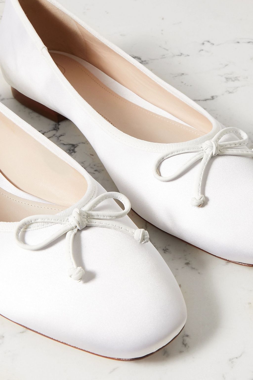 PORTE & PAIRE Bow-embellished satin ballet flats