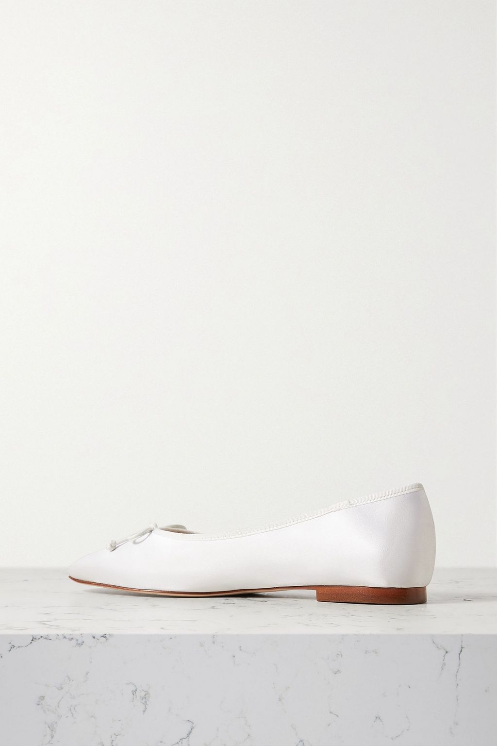 PORTE & PAIRE Bow-embellished satin ballet flats