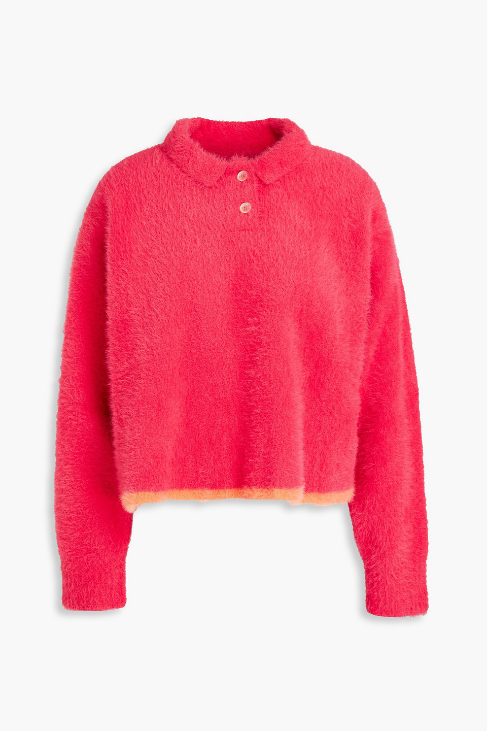 Jacquemus Brushed Stretch-knit Polo Sweater In Bubblegum