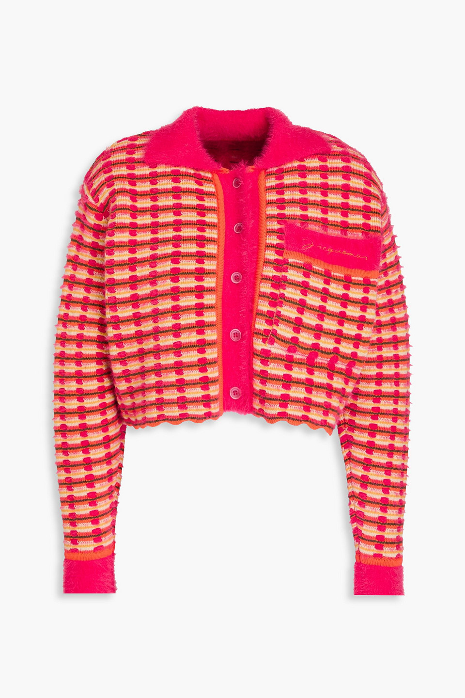Jacquemus - Macio cropped open-knit cotton-blend cardigan - Orange - FR 32