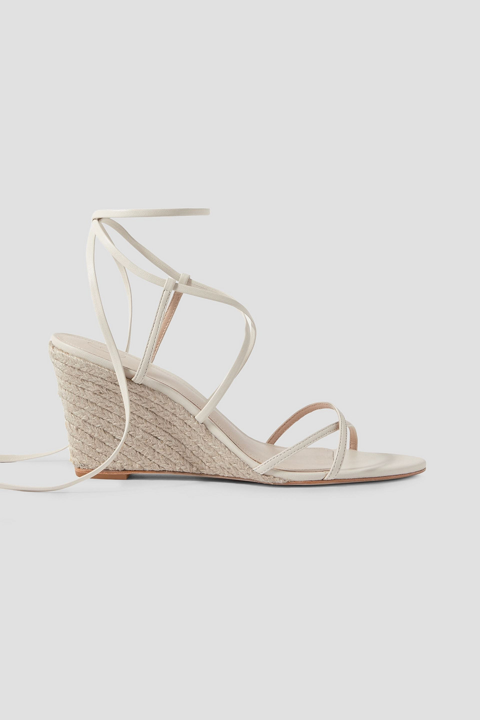 Porte & Paire Leather Wedge Espadrille Sandals In Ivory