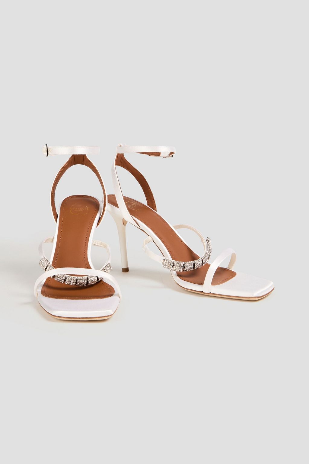 MALONE SOULIERS 브루클린 85 크리스털 장식 새틴 샌들