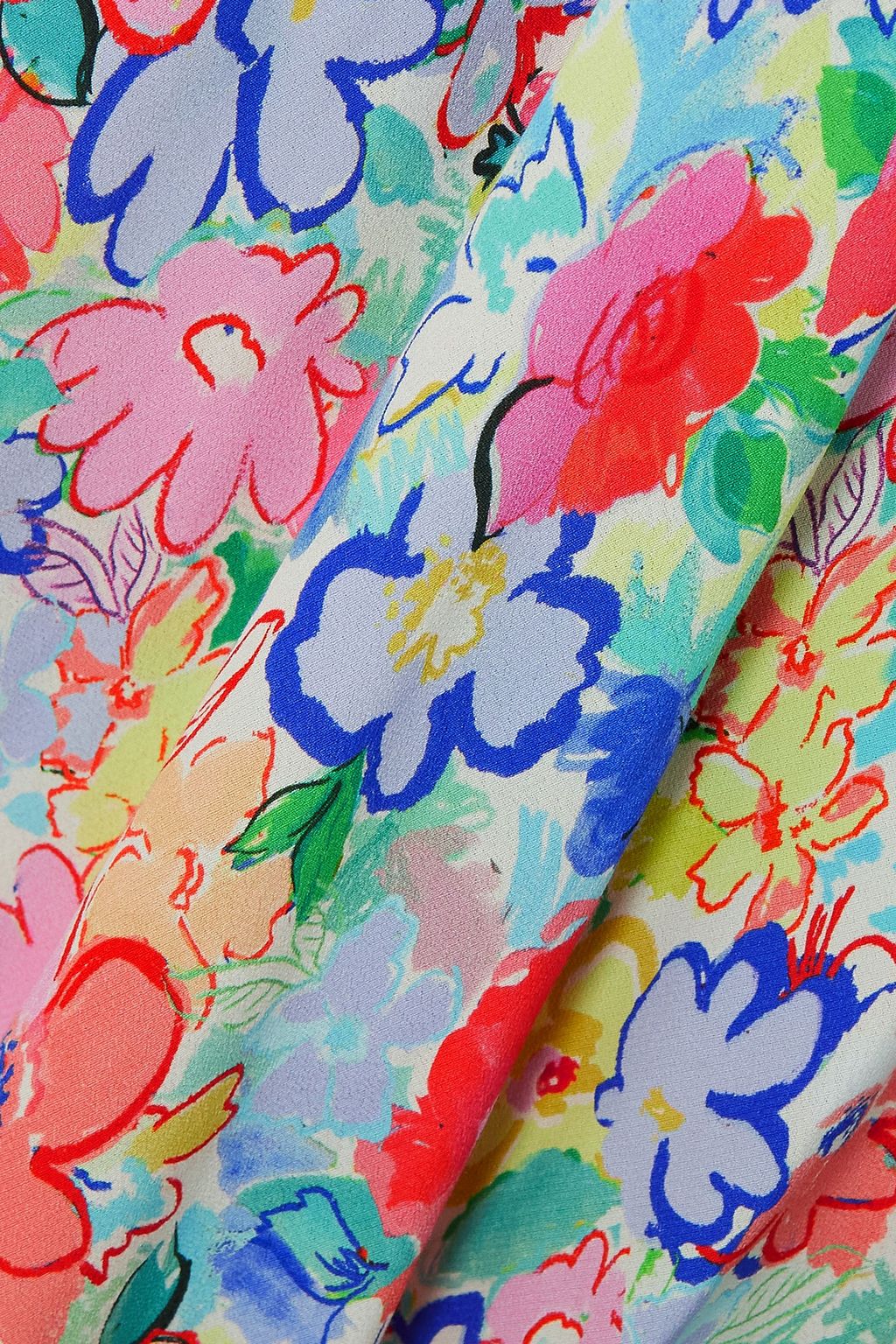 RIXO Lanie tie-detailed floral-print crepe de chine midi dress