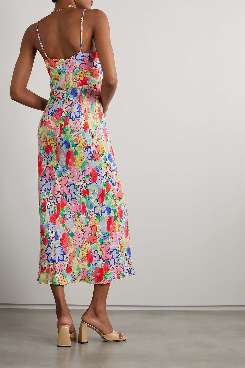 RIXO Lanie tie-detailed floral-print crepe de chine midi dress