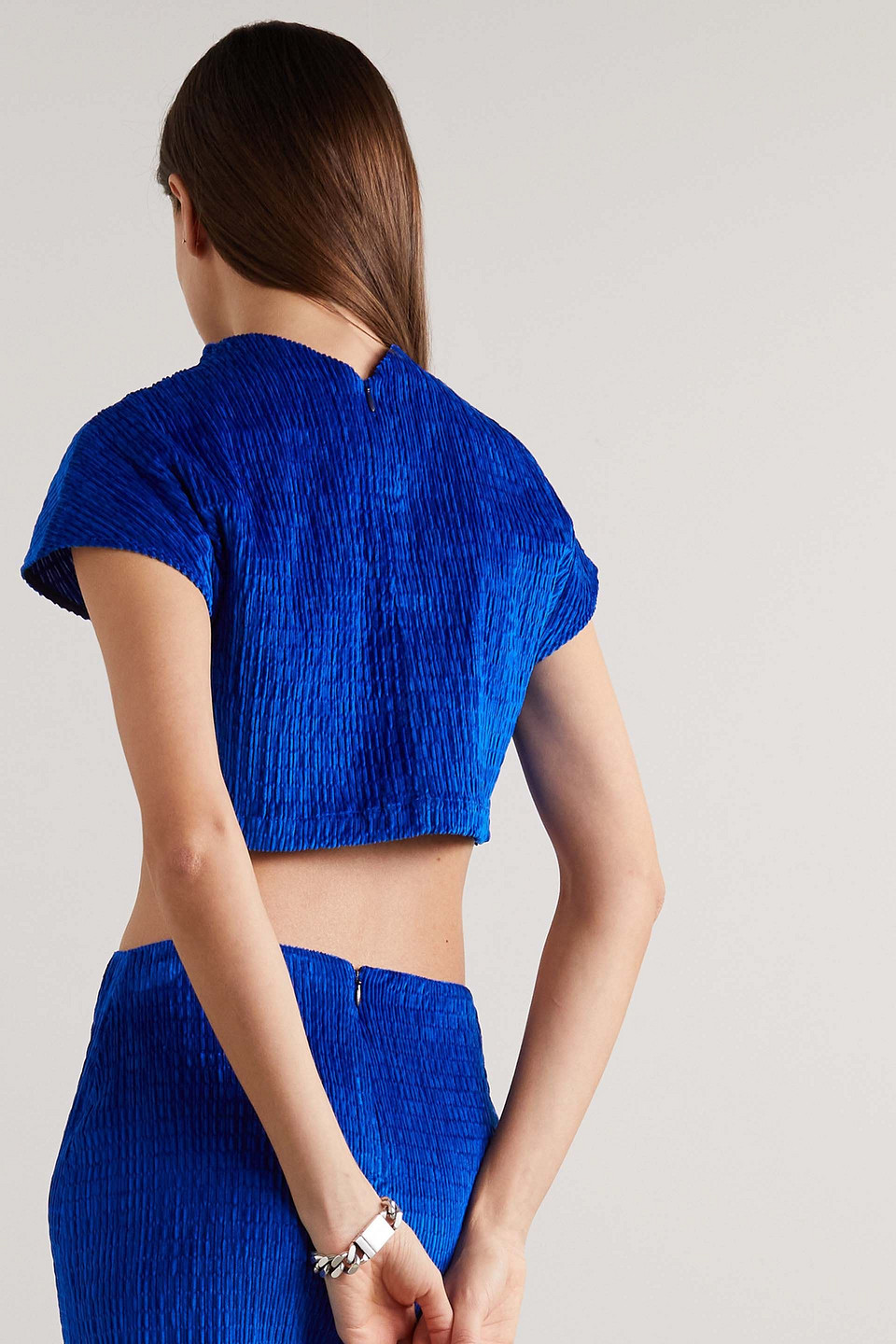 TOVE ALINA CROPPED TEXTURED-VELVET TOP