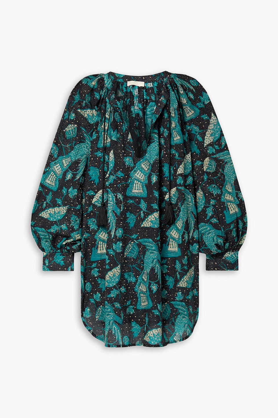 Ulla Johnson Biarritz Printed Cotton-blend Voile Tunic In Blue