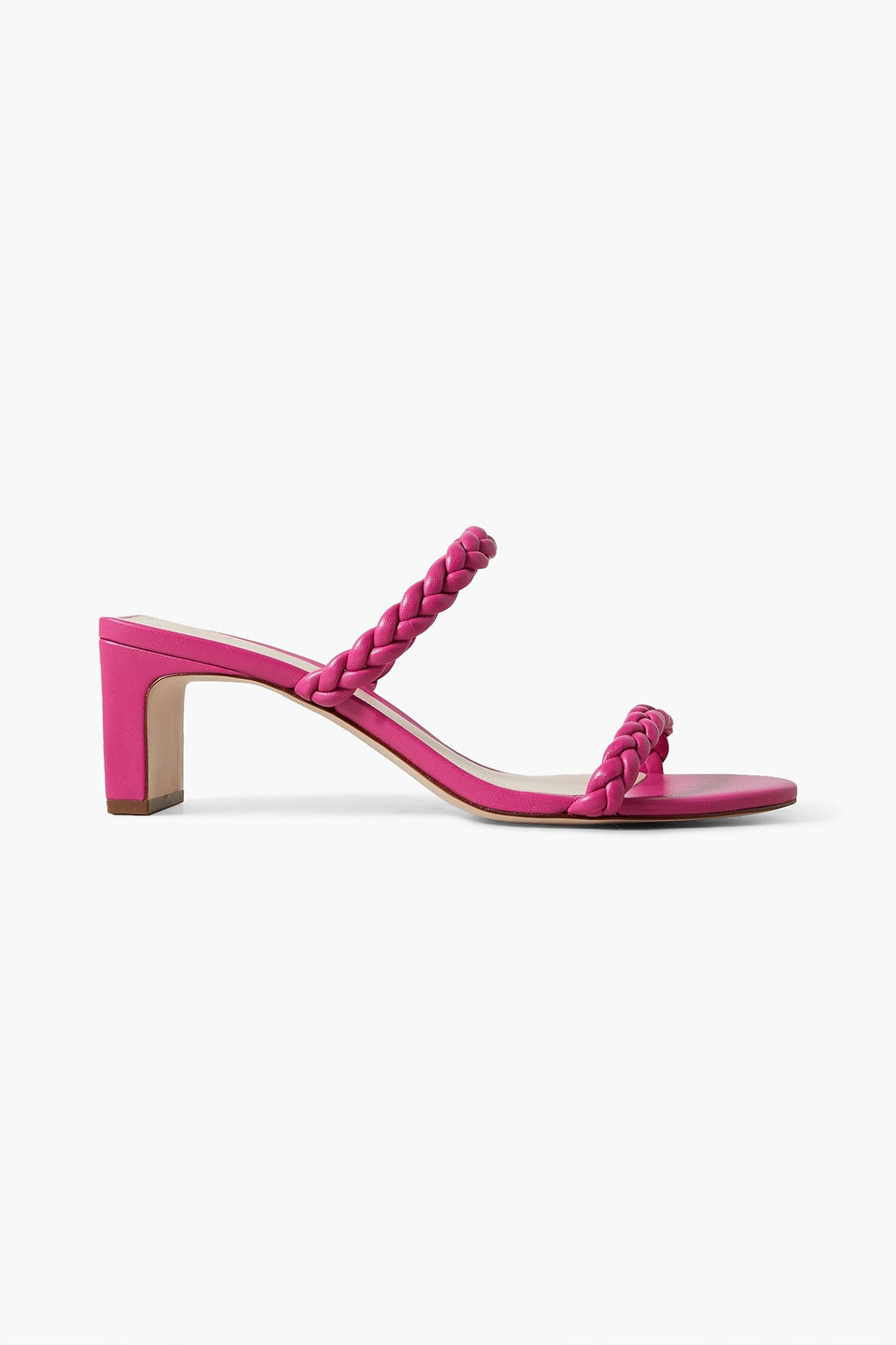 Porte & Paire Braided Leather Mules In Magenta