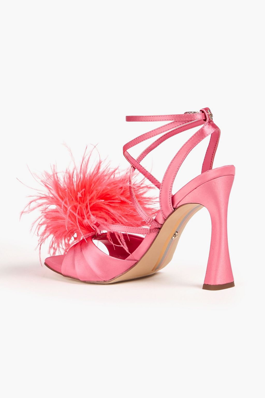 SAM EDELMAN Feather-embellished satin sandals