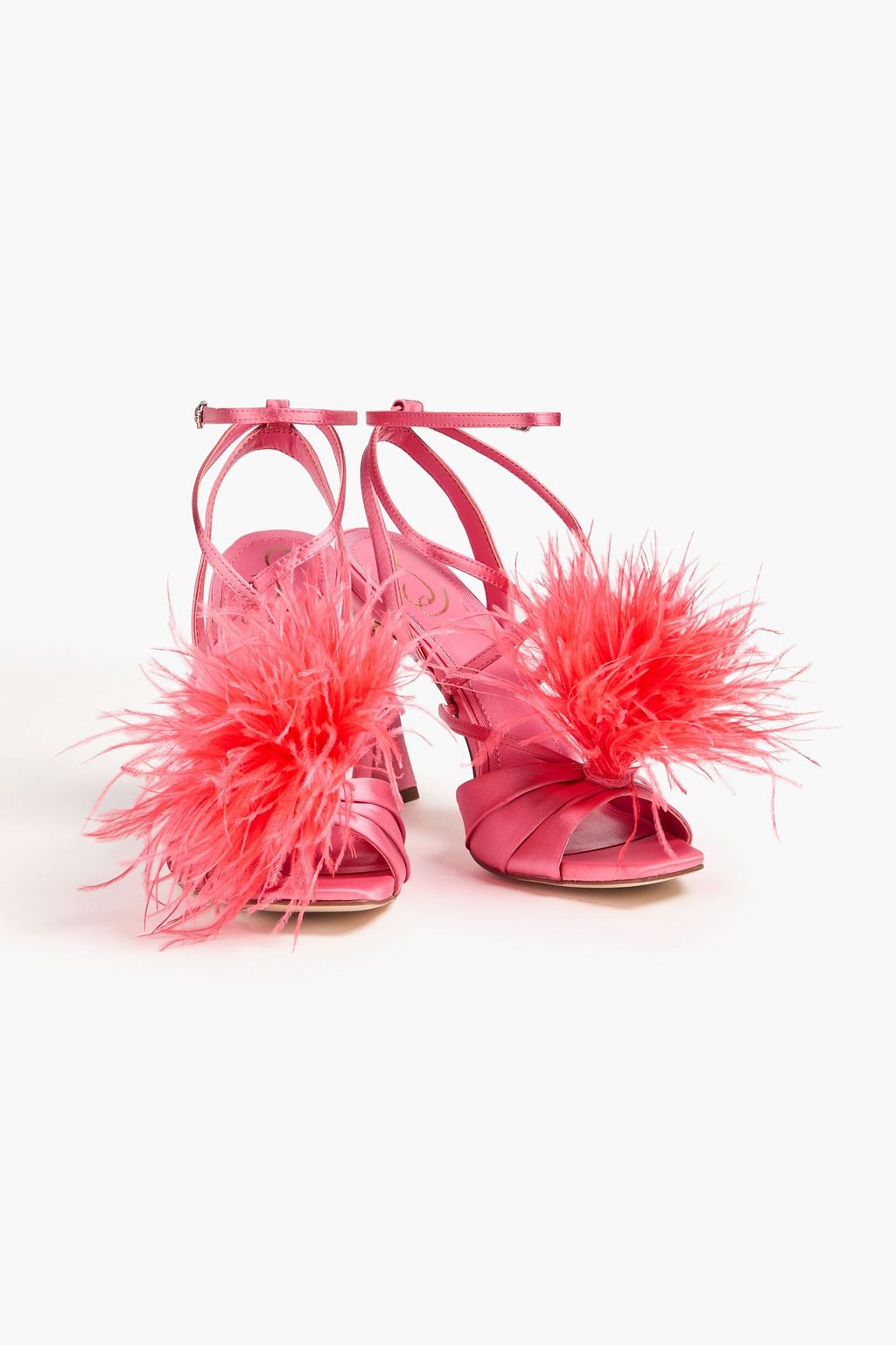 SAM EDELMAN Feather-embellished satin sandals