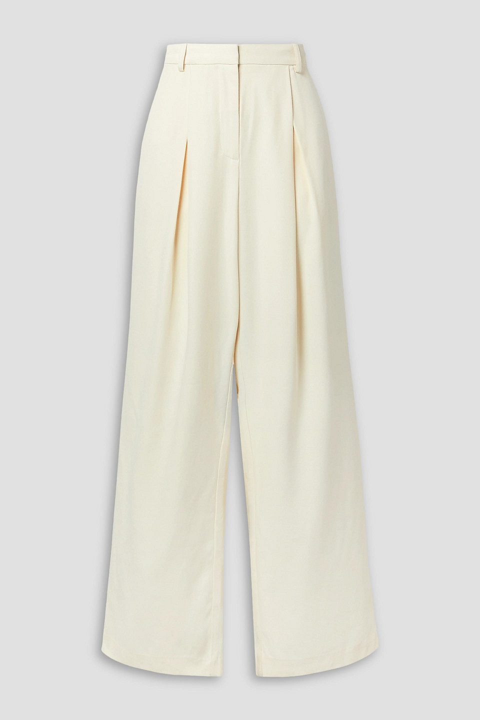 Twill wide-leg pants