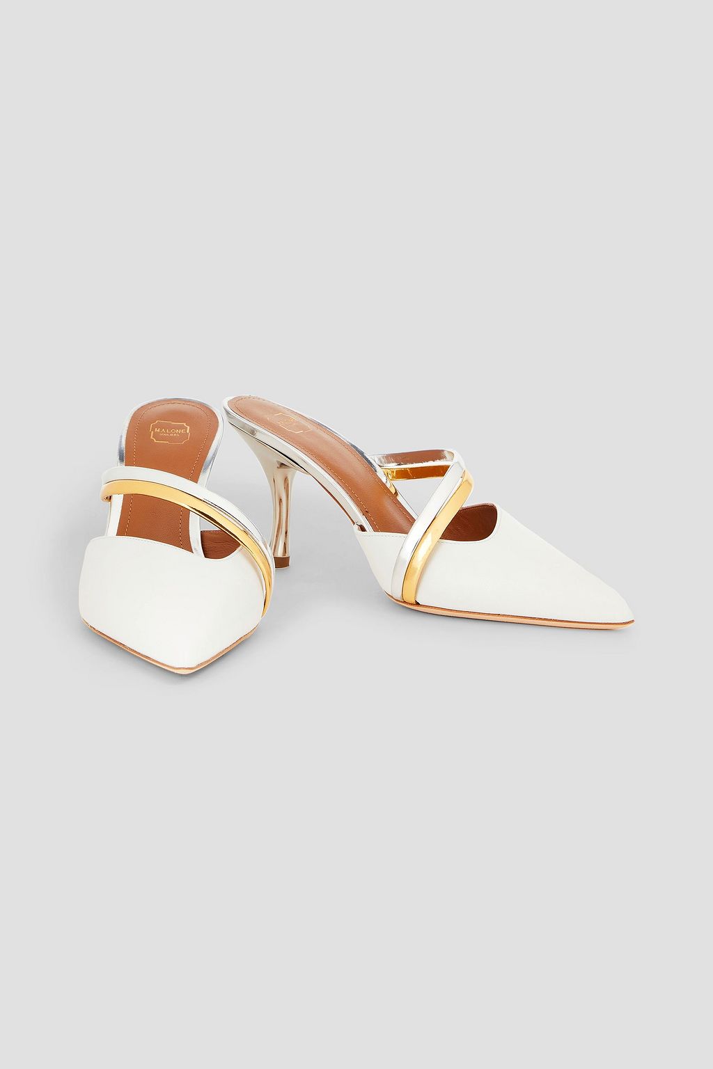 MALONE SOULIERS 티아 메탈릭 트리밍 가죽 뮬
