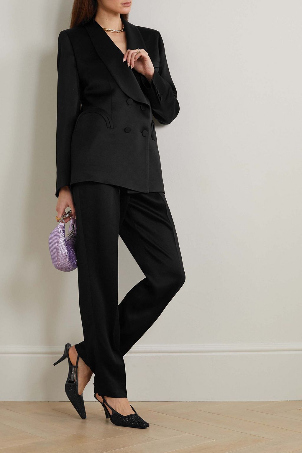 BLAZÉ MILANO Banker pleated satin tapered pants